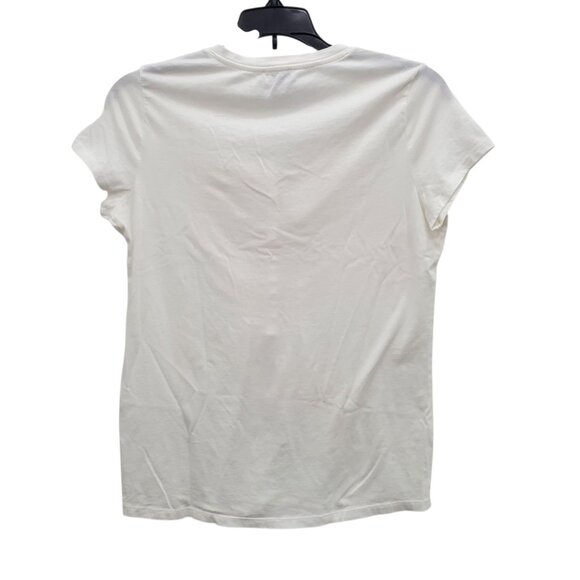 Talbots Women's White Modal Blend Swiss Dot Notched V-Neck Soft Knit Basic Top M - Picture 5 of 5